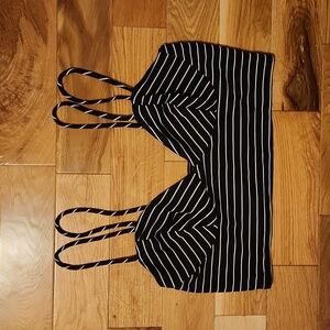 Charlotte Russe Striped Crop Top Black & White